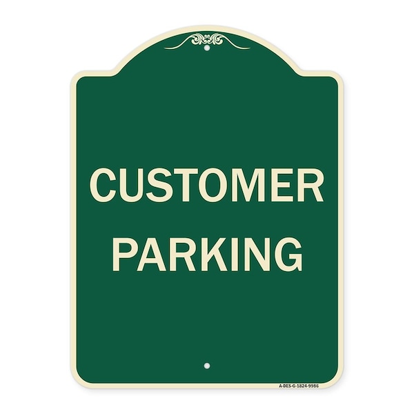 Signmission Designer Series Sign-Customer Parking, Green Heavy-Gauge Aluminum, 24" x 18", G-1824-9986 A-DES-G-1824-9986 - main